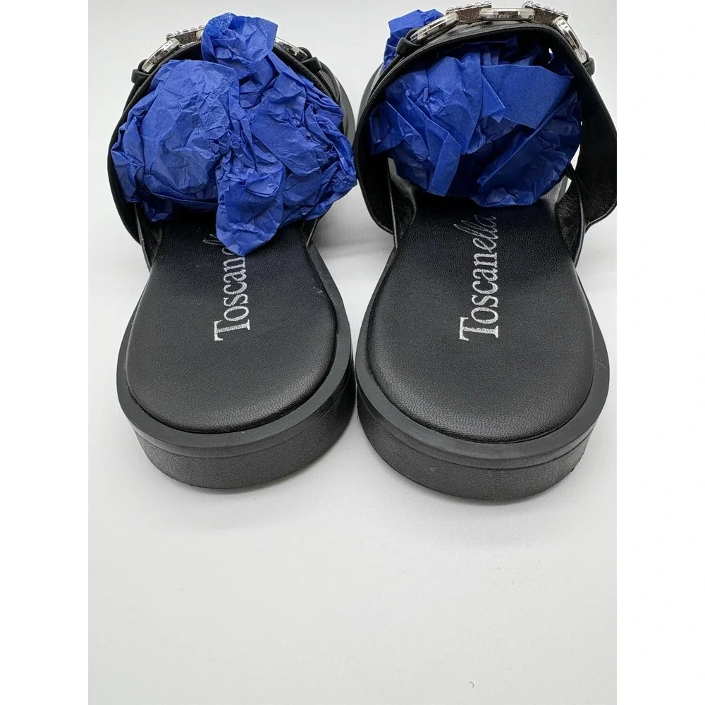 Toscanella Thong Sandal With Silver O-Ring And Rhinestone Embellishment, 6.5